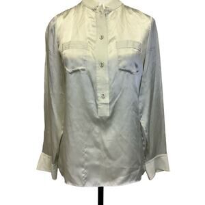 Banana Republic Women’s Silk Button-Up Shirt XS Mint Green Long Sleeve